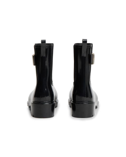 Tommy Hilfiger Black Shiny Buckle Cleat Rain Boots
