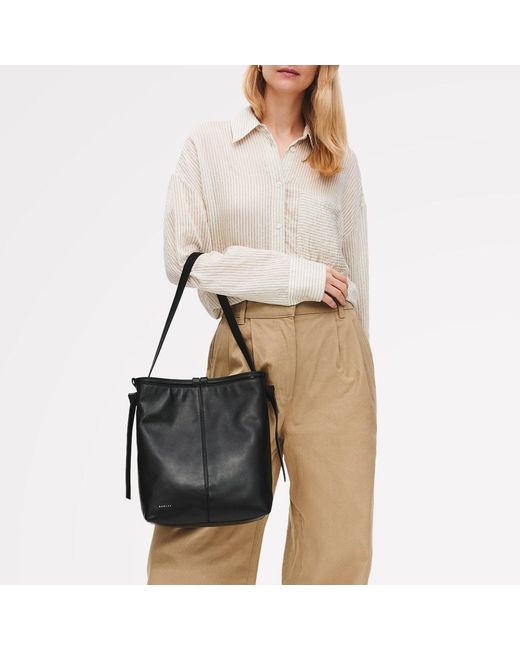 Radley Black Connaught Leather Shoulder Strap Magnetic Bucket Bag