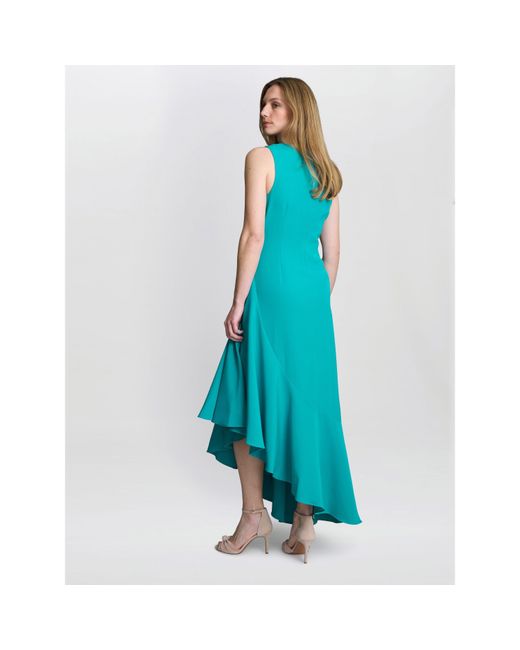 Gina Bacconi Blue Paige Asymmetric Frill Hem Dress