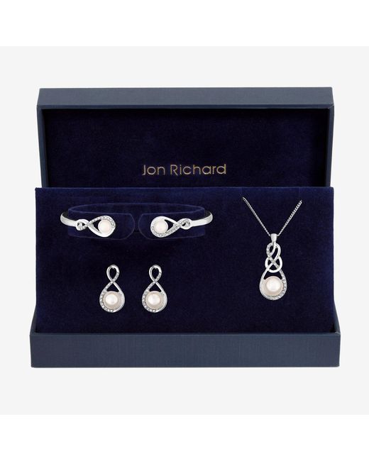 Jon Richard Blue Pearl And Crystal Infinity Trio Set