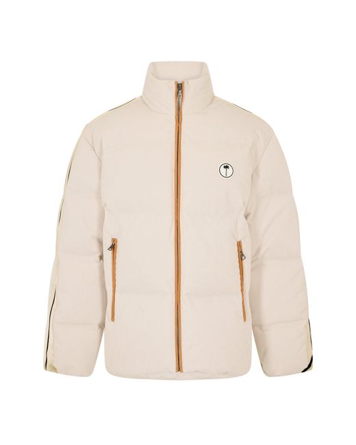 Palm Angels Natural Tree Logo Corduroy Down Short Puffer Jacket for men