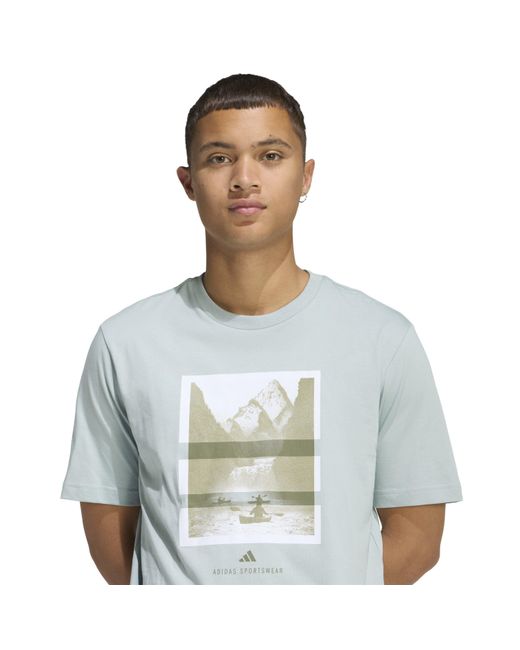 Adidas Blue Graphic Logo T-Shirt for men