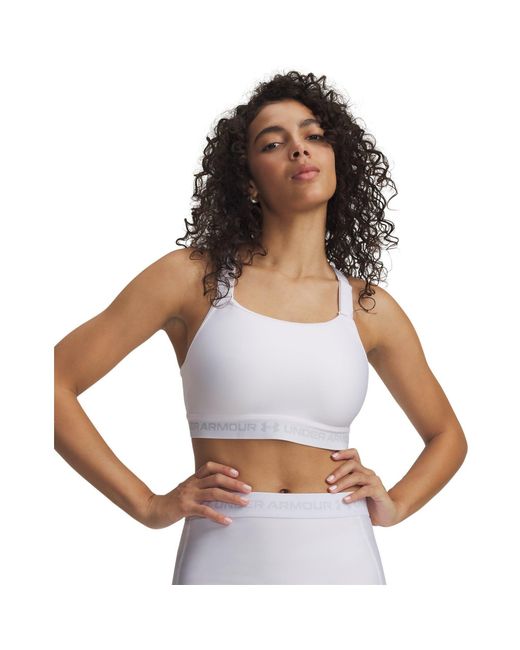 Under Armour White Heatgear Crossback High Sports Bra Halo