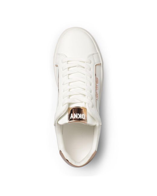 DKNY White Augustine Lace-Up Low-Top Trainers
