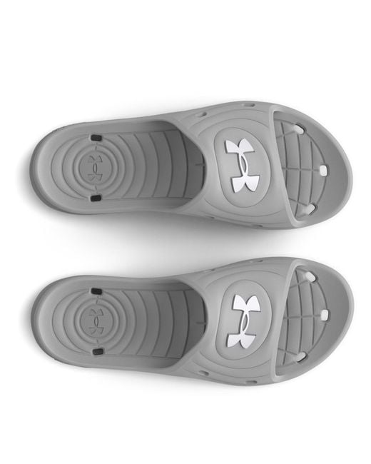 Under Armour Gray Locker Pool Sliders