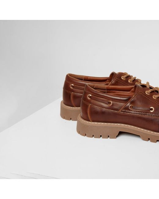 Threadbare Brown Chunky Boat Shoes for men