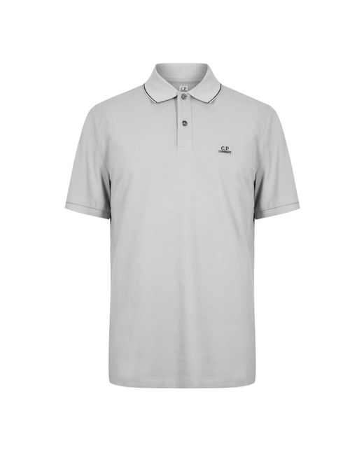 C P Company Gray Short Sleeve Tipped Polo Shirt for men