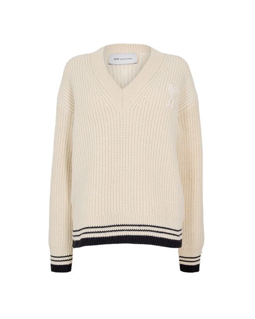 AMI Natural Ami V Neck Jumpr Ld61