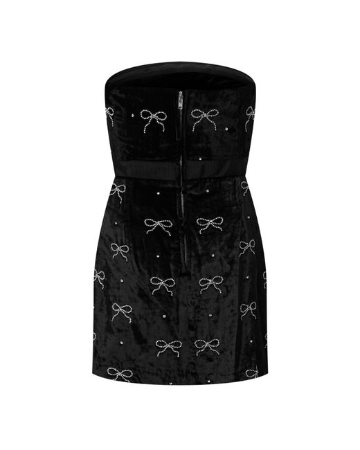 LoveShackFancy Black Rinwell Rhinestone Bow Dress