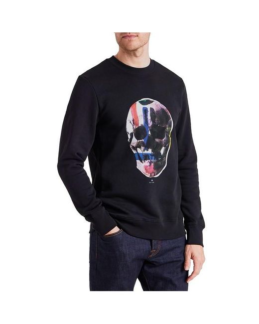 PS by Paul Smith Blue Ps Ps Skull Crew Sn43 for men