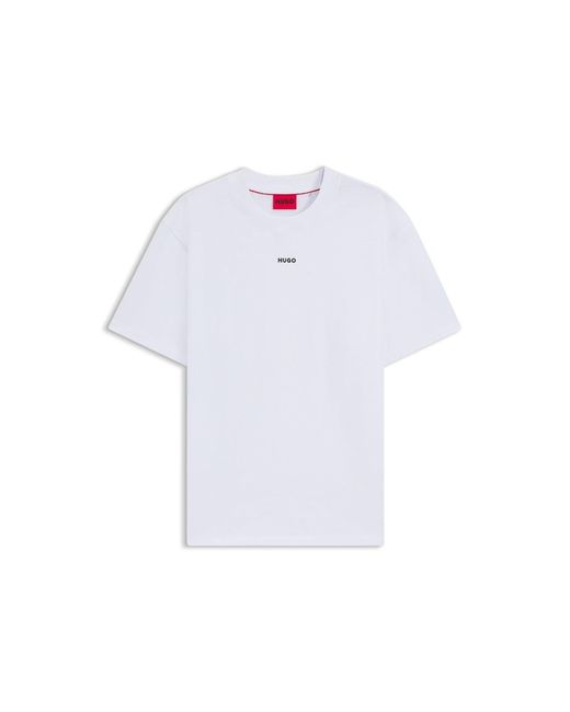 HUGO White Dapolino Logo Print T-Shirt for men