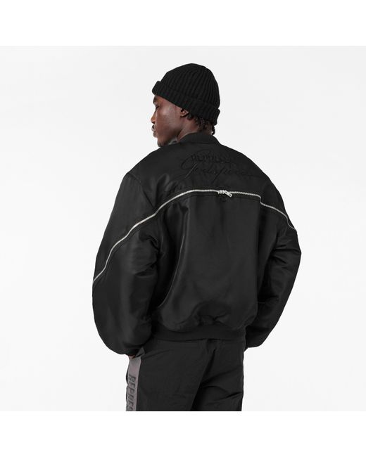 Represent Black Contemporary Structured Bomber Jacket for men