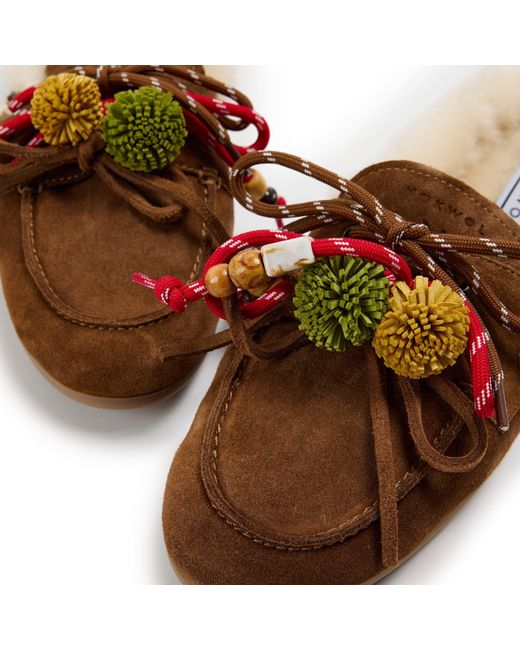 Nokwol Brown Coco Fur Flat Mules