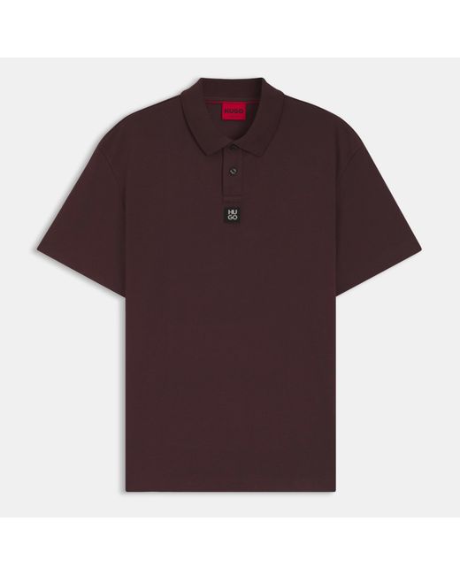 HUGO Purple Deabono Short Sleeve Polo Shirt With Logo Detail for men
