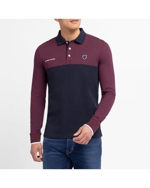 Eden Park Purple Light Colourblock Polo Shirt for men