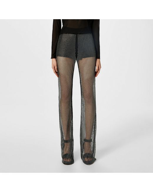 HUGO Black X Bella Poarch Slim-Fit Glitter-Mesh Trousers
