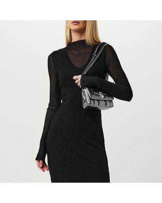 Boss Black Eviba Mesh Long Sleeve Funnel Neck Bodycon Dress