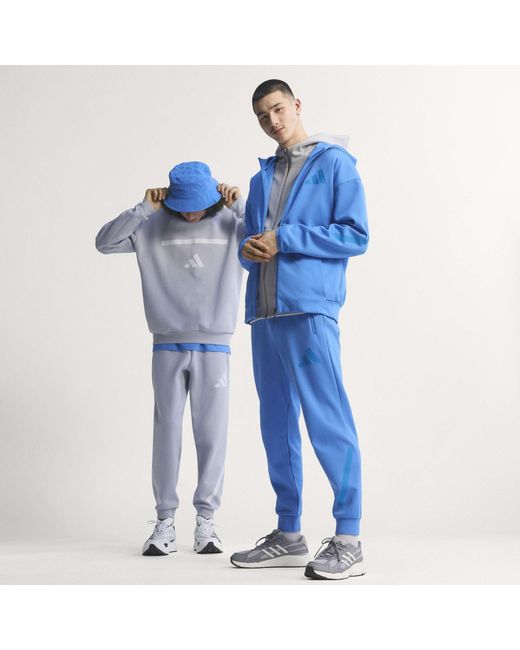 Adidas Blue Z.N.E. Tapered-Fit Tracksuit Bottoms for men