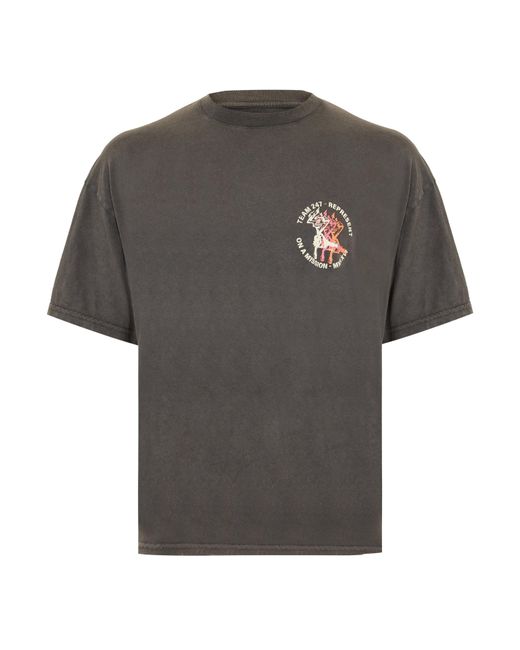 REPRESENT 247 Gray Short Sleeve Performance Gym Top for men