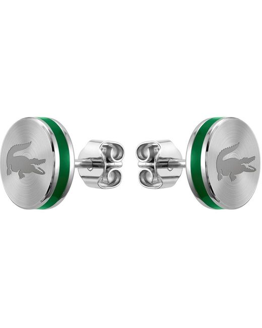 Lacoste Green Stainless Steel Earstuds for men