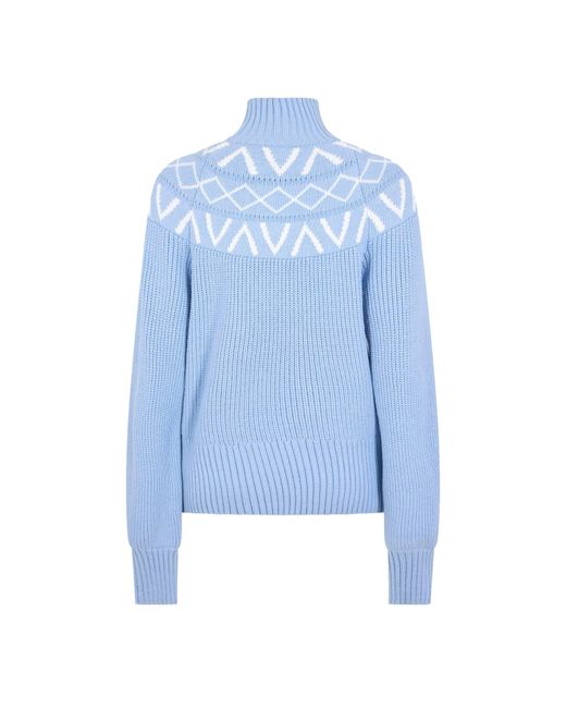 Varley Blue Marcie Knitted Crew Neck Jumper