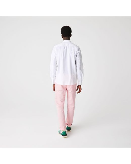 Lacoste White Slim Fit Concealed Placket Poplin Shirt for men