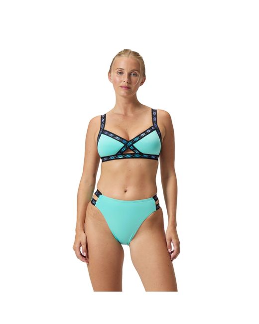 Speedo Green Solid Logo Elastic High Waist Bottom