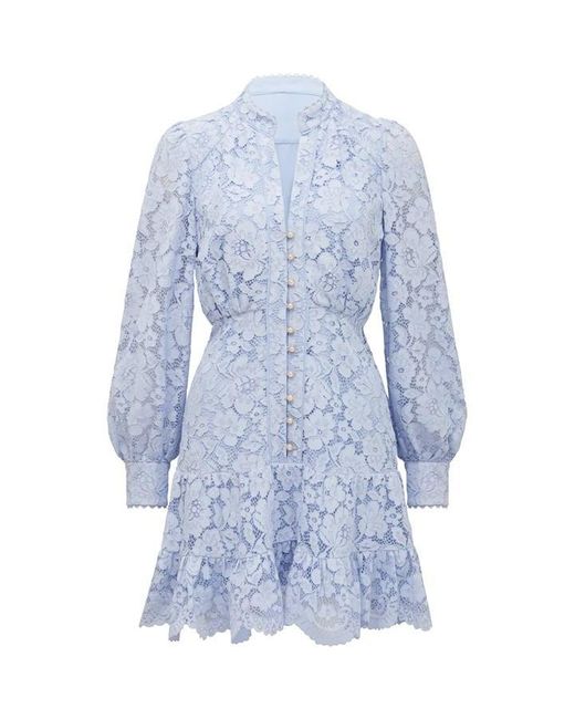 Forever New Blue Evie Lace Mini Dress