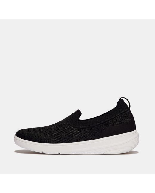 Fitflop Black Super-Q Knit Slip-Ons
