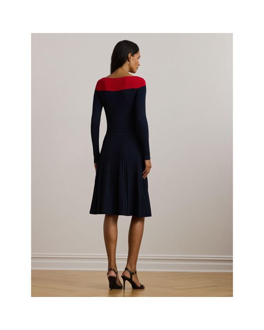 Ralph Lauren Blue Pointelle Knit Dress