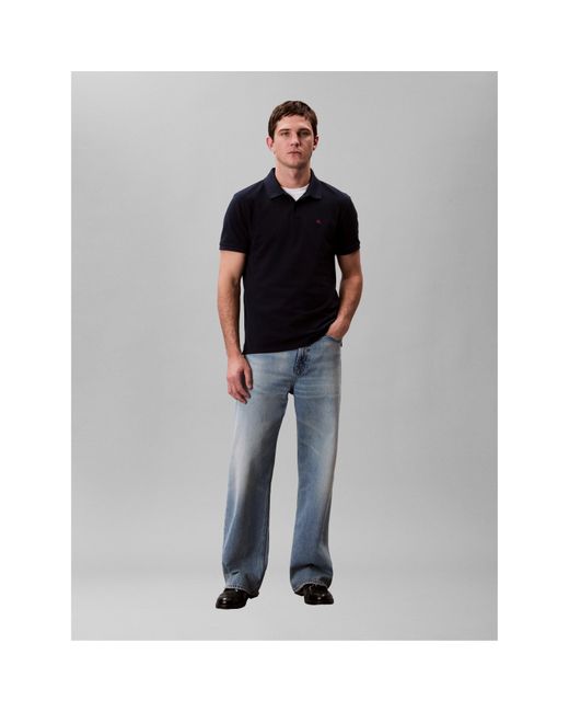 Calvin Klein Blue Ckj Pique Short-Sleeve Polo Shirt for men