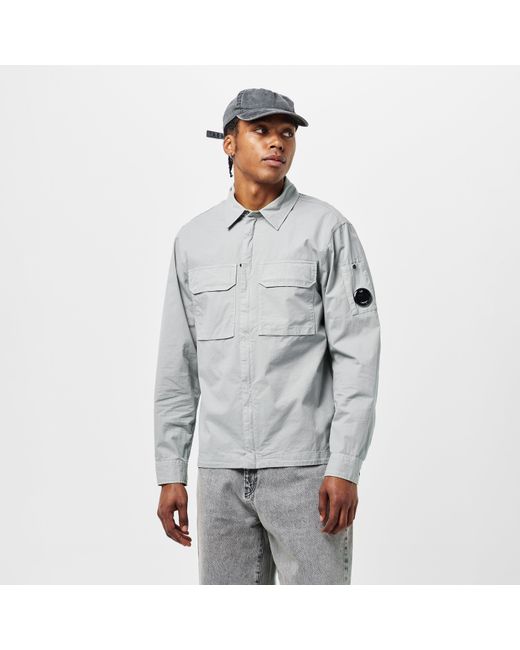 C P Company Gray Gabard Overshirt for men