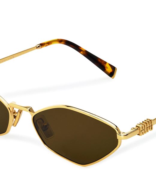 Miu Miu Brown Hexagon Sunglasses