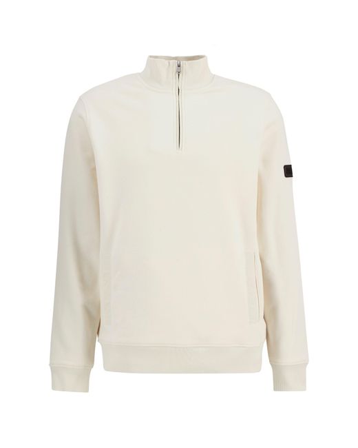 Barbour White Ehan Half Zip Cotton Long Sleeve Sweatshirt for men
