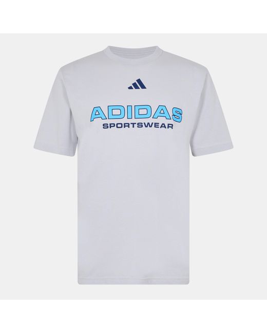 Adidas Blue Graphic Logo T-Shirt for men