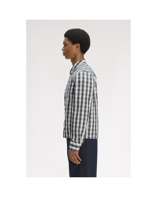 Fred Perry Black Long Sleeve Patterned Shirt for men