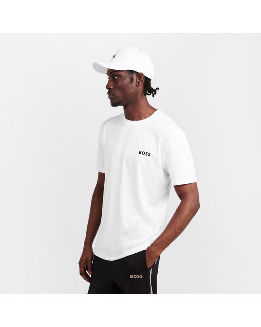 Boss White Short Sleeve Performance Gym Top for men