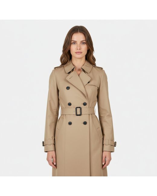 Jack Wills Natural Jw Maxi Trench Water Resistant Cotton Long Sleeve Short Puffer Jacket