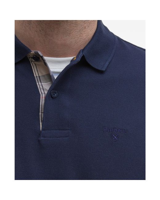 Barbour Blue Essentials Long Sleeve Polo Shirt for men