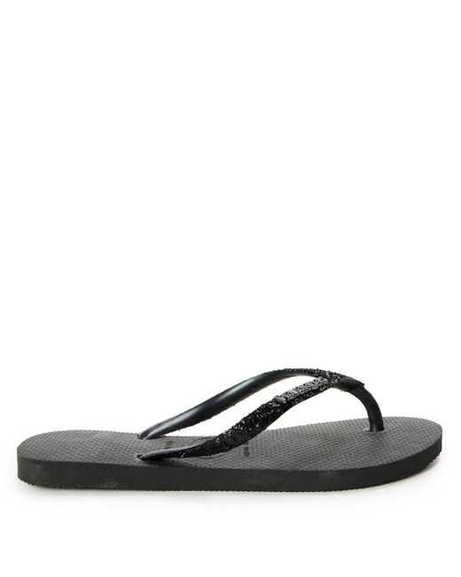 Havaianas Black Slim Glitter Flip Flops