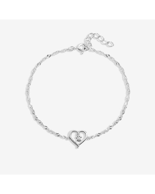 Simply Silver Metallic Sterling 925 Polished Paw Print Bracelet