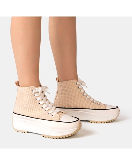 Firetrap Natural Platform Hi Top Ladies Trainers