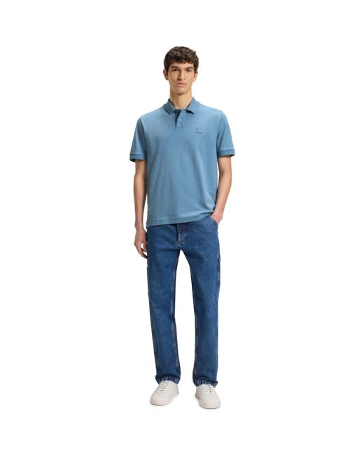 Boss Blue Pe Linenlogo Short Sleeve Polo Shirt for men