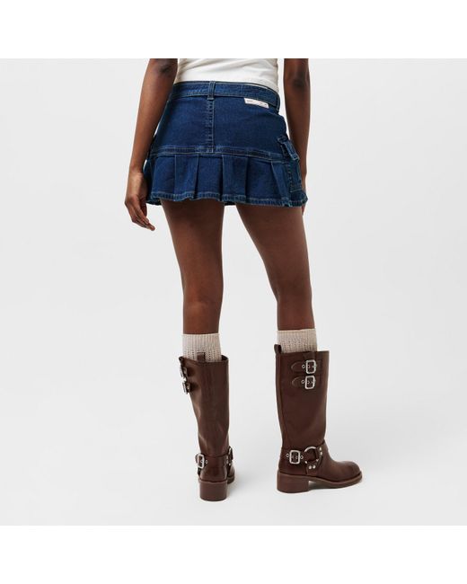 True Religion Blue Belted Cargo Denim Skirt