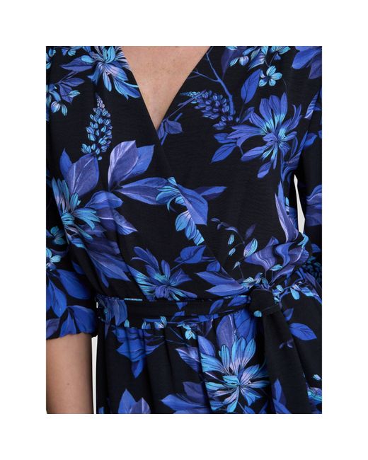 Gina Bacconi Blue Emilyn Floral Print A-Line Dress