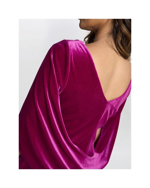 Gina Bacconi Pink Merna Draped Velvet Blouse
