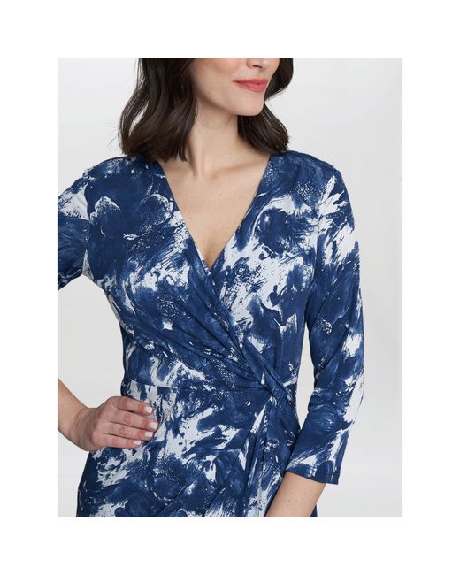 Gina Bacconi Blue Bonnie Jersey Wrap Dress