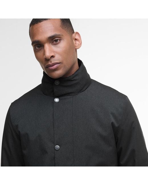 Barbour Black Winter Powell Waterproof Long Sleeve Long Puffer Jacket for men