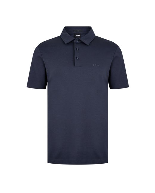 Boss Blue Short Sleeve Polo Shirt With Logo Detail for men