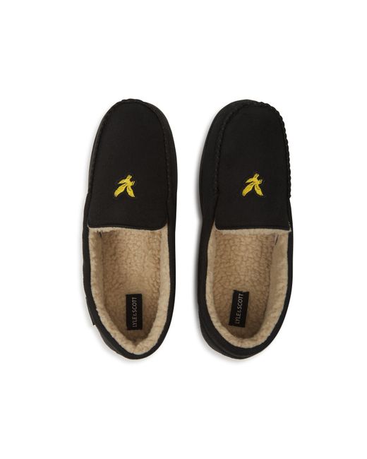 Lyle & Scott Black Moccasin Slippers for men